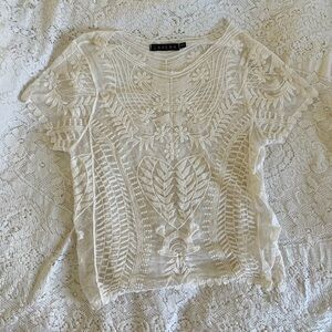 Lavena embroidered sheer top